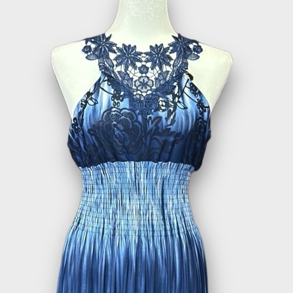 CM Resort Wear Beach Maxi Haltar Dress Blue Size XL - Picture 8 of 12